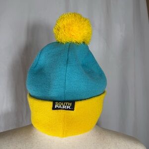 South Park Erin Cartman Turquoise & Yellow Beanie With Pompom Cosplay Halloween